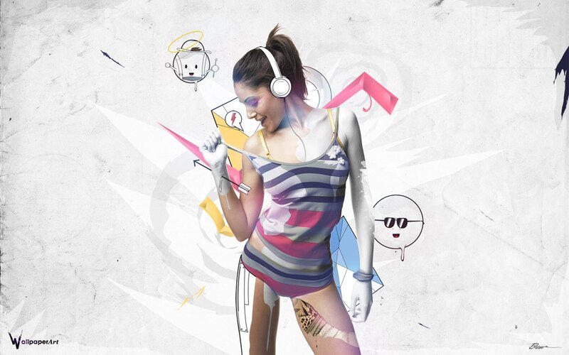 woman dancing with headphones
