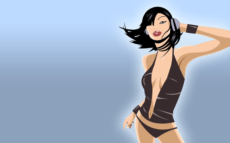 woman dancing with headphones