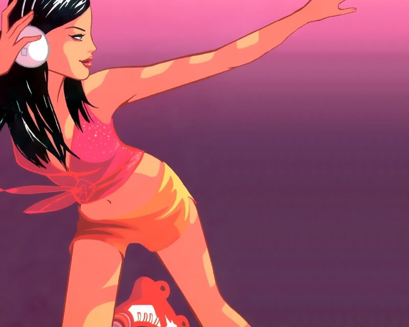 woman dancing with headphones