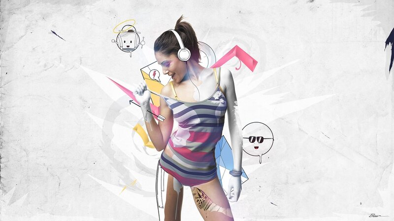woman dancing with headphones