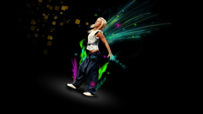 Woman Dancing with Light Effects — Black