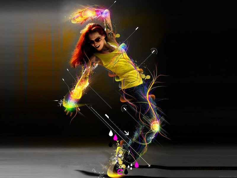 Woman Dancing with Lights — Yellow