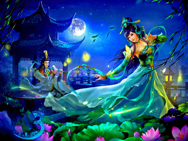Woman Dancing with Man — Blue