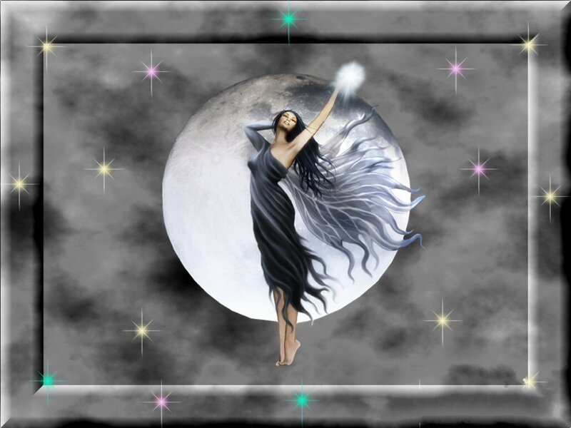 woman dancing with moon