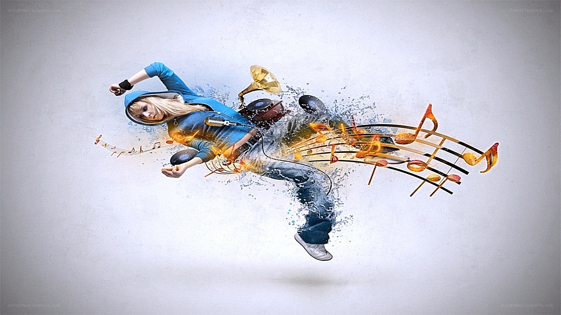 woman dancing with music notes
