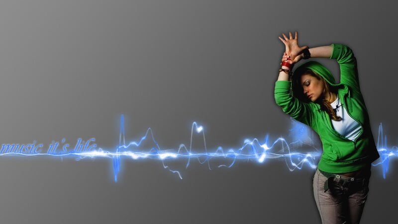 woman dancing with music wave