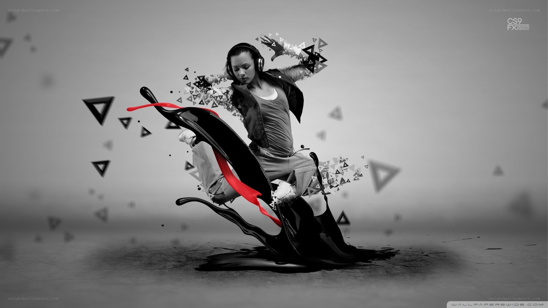 woman dancing with paint splashes