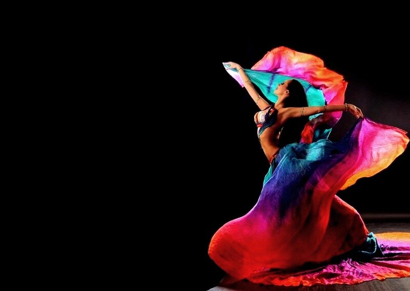 Woman Dancing with Scarf — Red