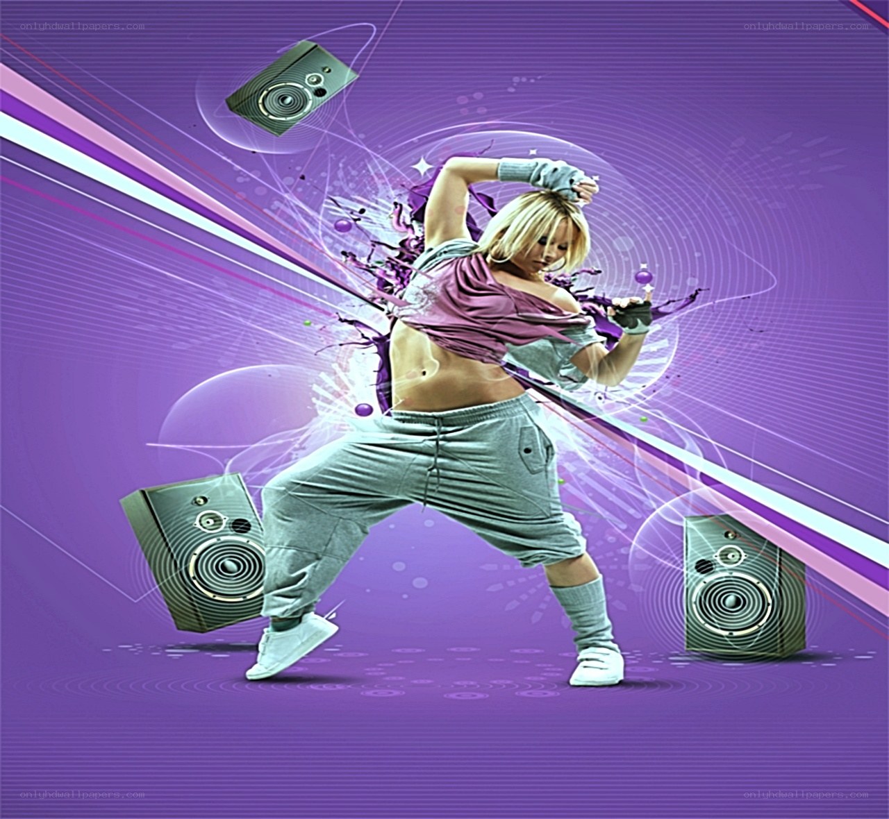 woman dancing with speakers