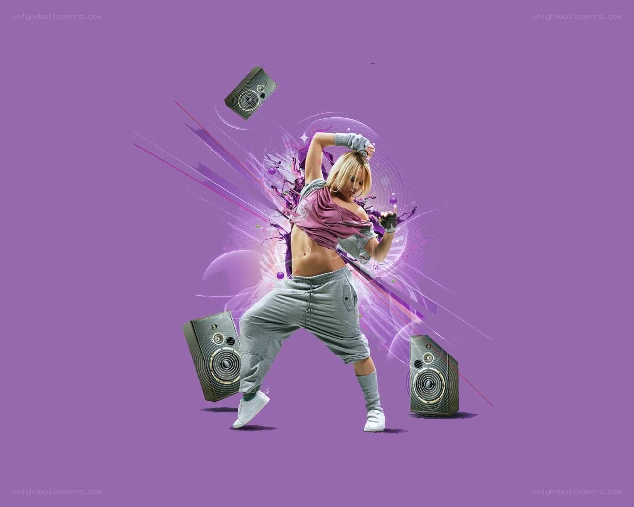 woman dancing with speakers