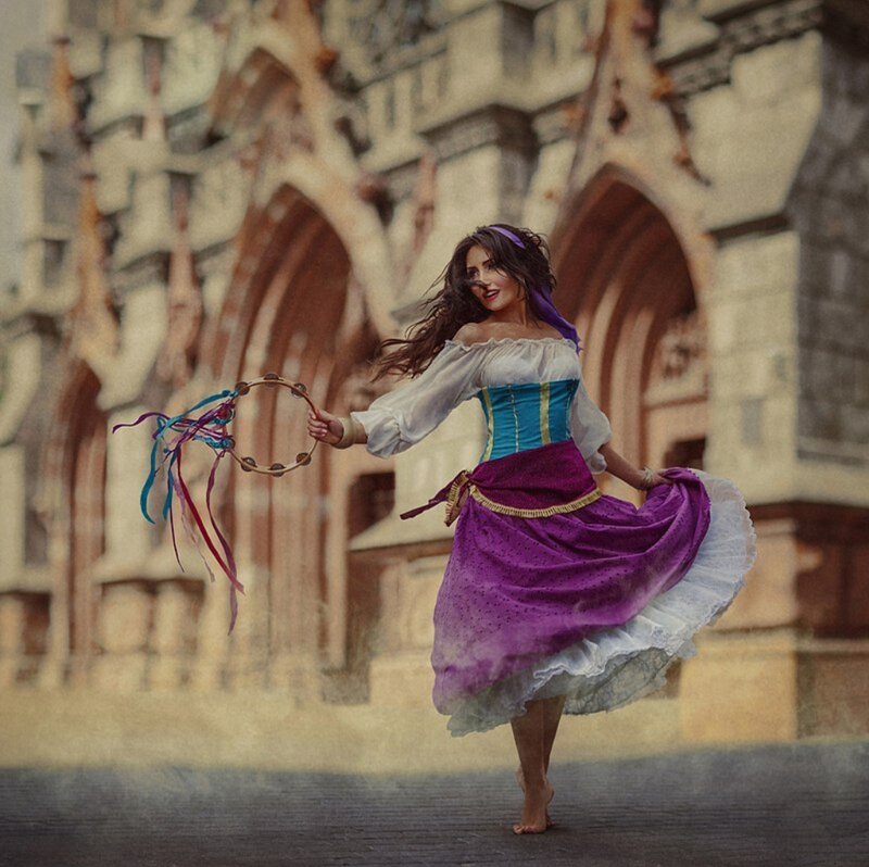 Woman Dancing with Tambourine