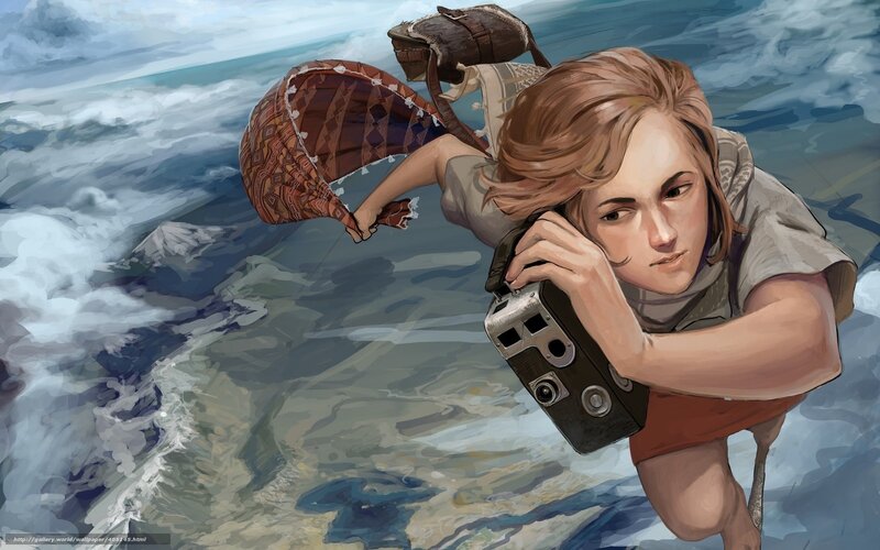 woman diving with camera