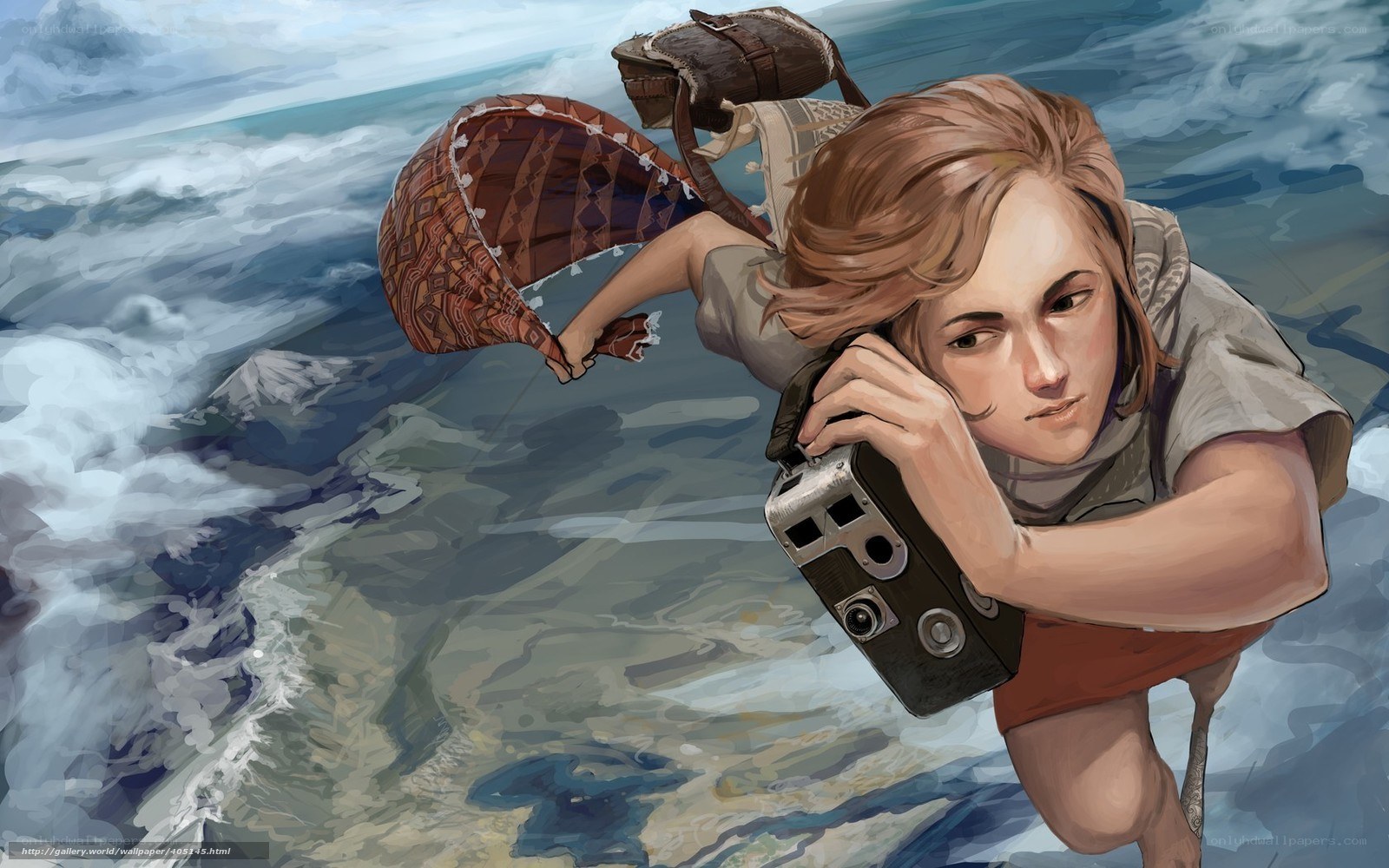 woman diving with camera