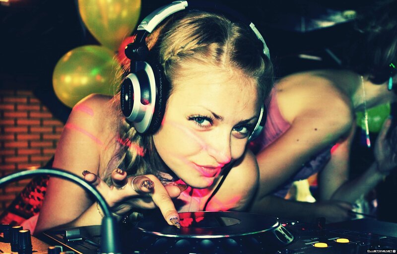 woman dj at a party