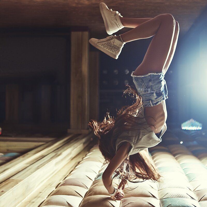 woman doing acrobatic flip