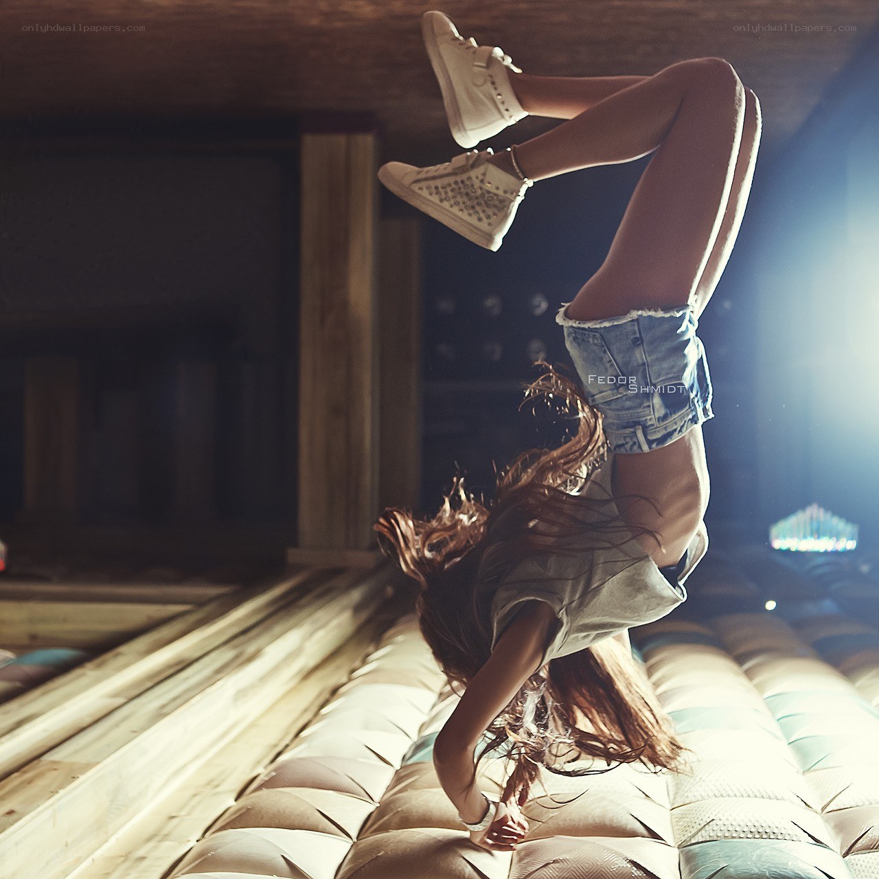 woman doing acrobatic flip