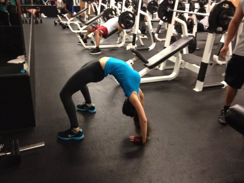 Woman doing bridge exercise at gym