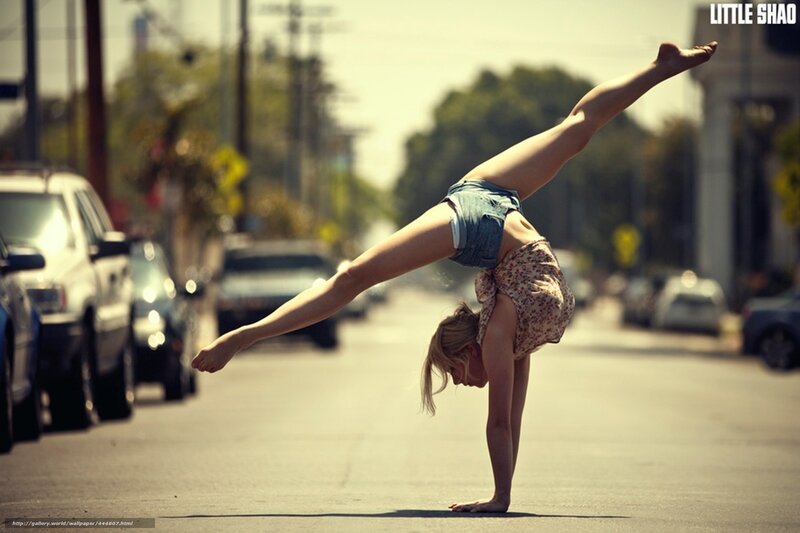 Woman Doing Handstand — Brown, Active