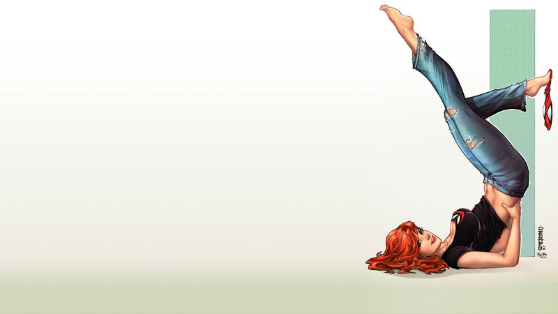 Woman Doing Handstand — Red
