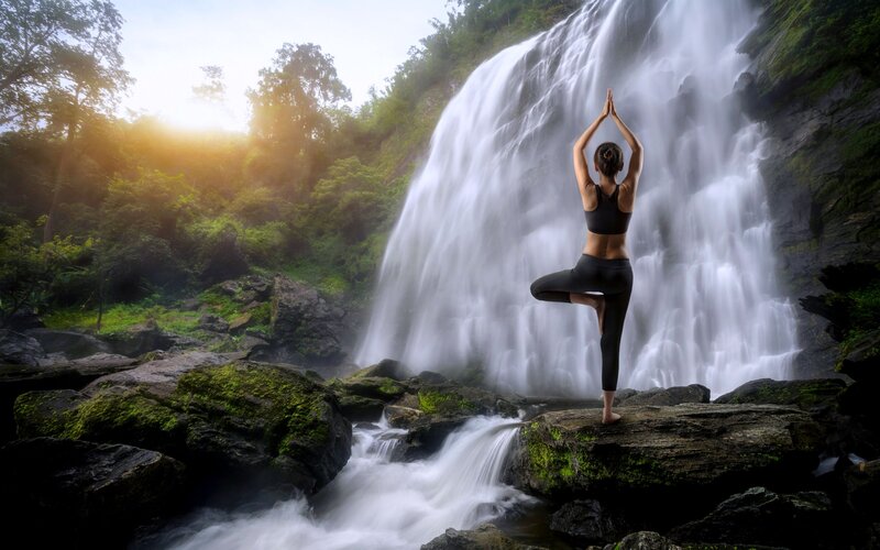 Woman Doing Yoga — Green