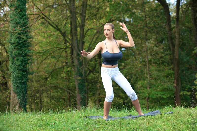 woman doing yoga in a park