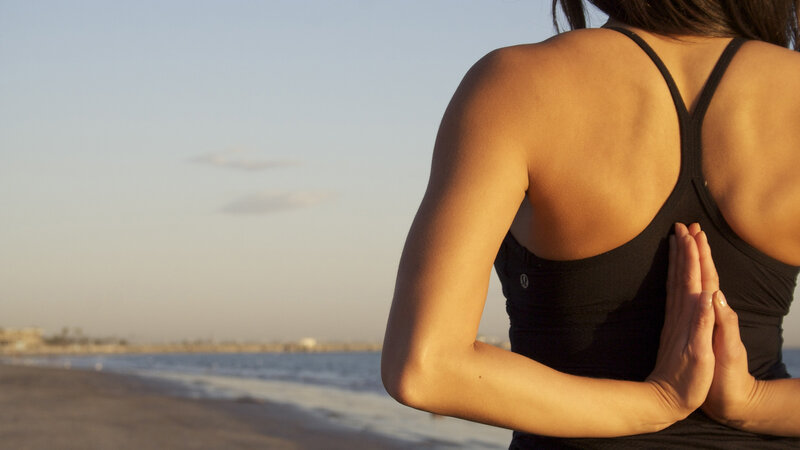 Woman Doing Yoga on Beach — Black