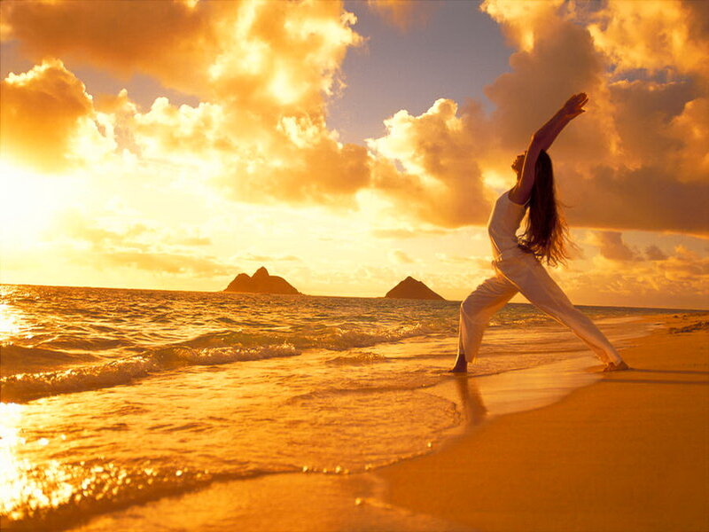 Woman Doing Yoga on Beach — Orange