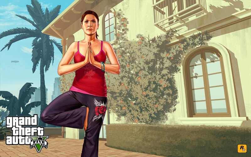 Woman Doing Yoga — Red, Serene