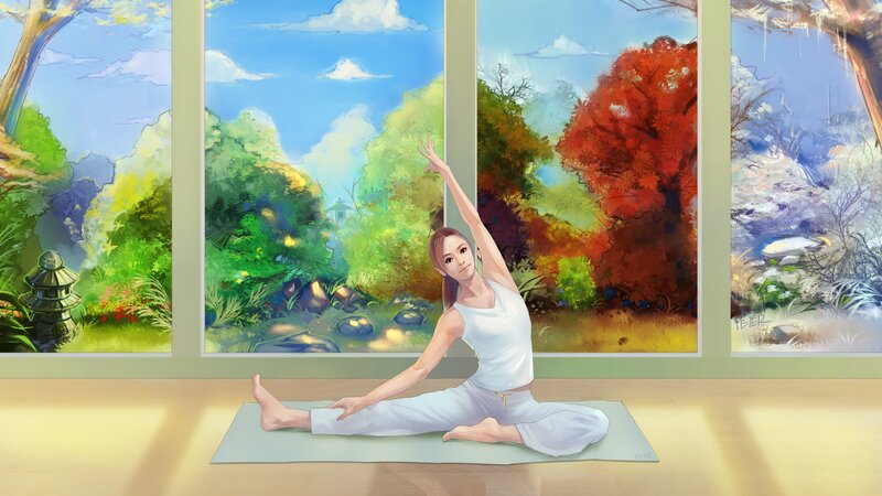 Woman Doing Yoga — White