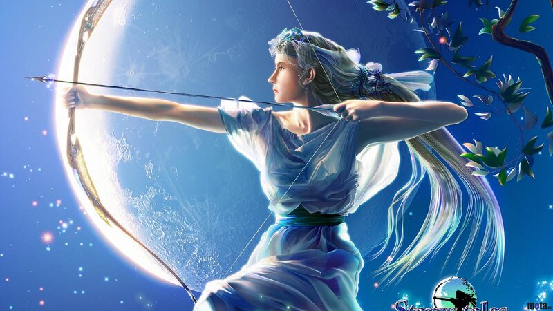Woman Drawing Bow — Blue