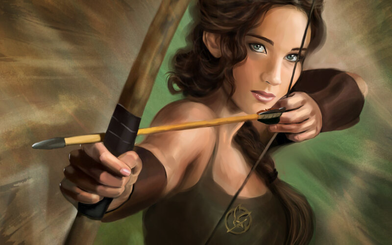 Woman Drawing Bow — Brown, Dramatic, Digital Art, Bow and Arrow, Bracer