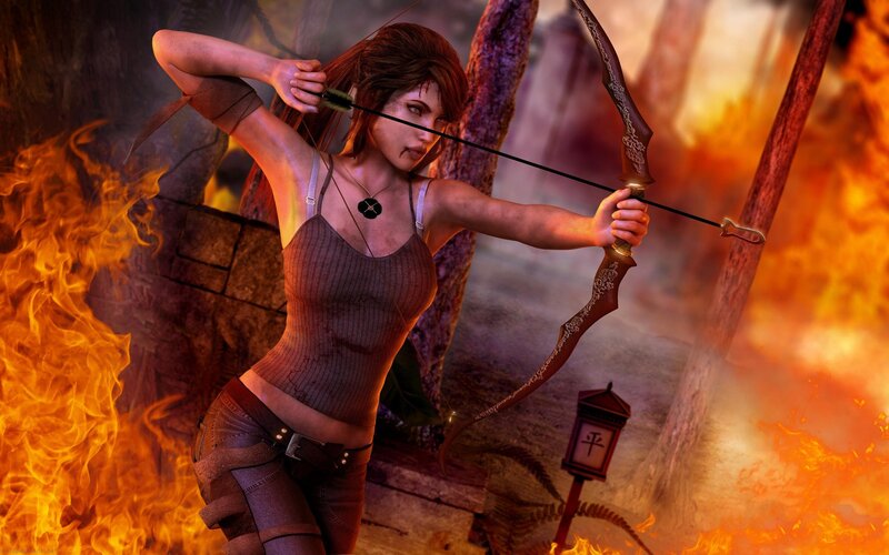 Woman Drawing Bow — Orange