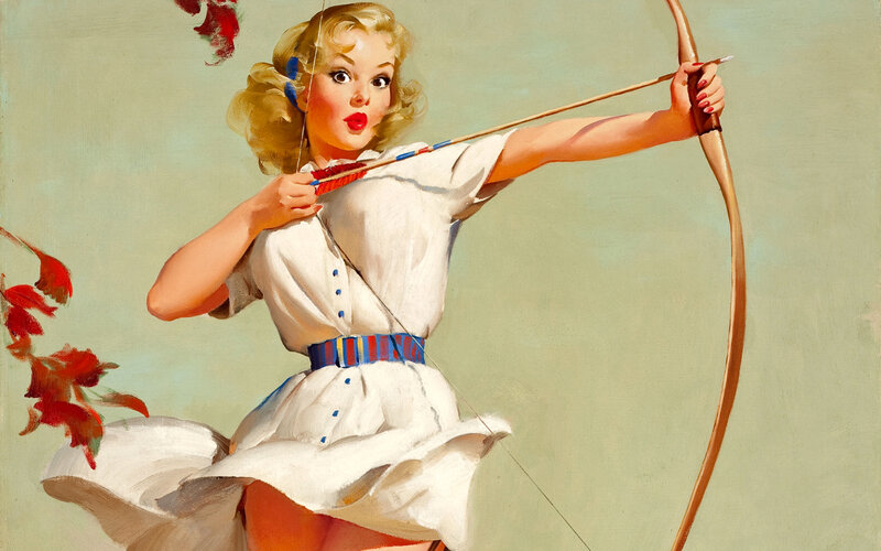 Woman Drawing Bow — White