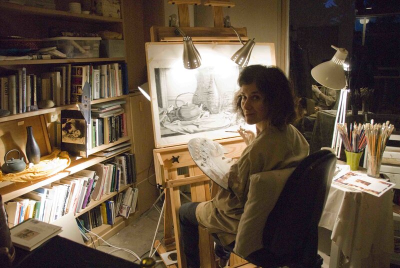 Woman Drawing in Studio