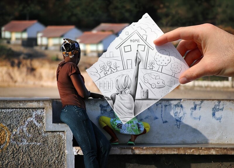 Woman Drawing on Paper — Brown