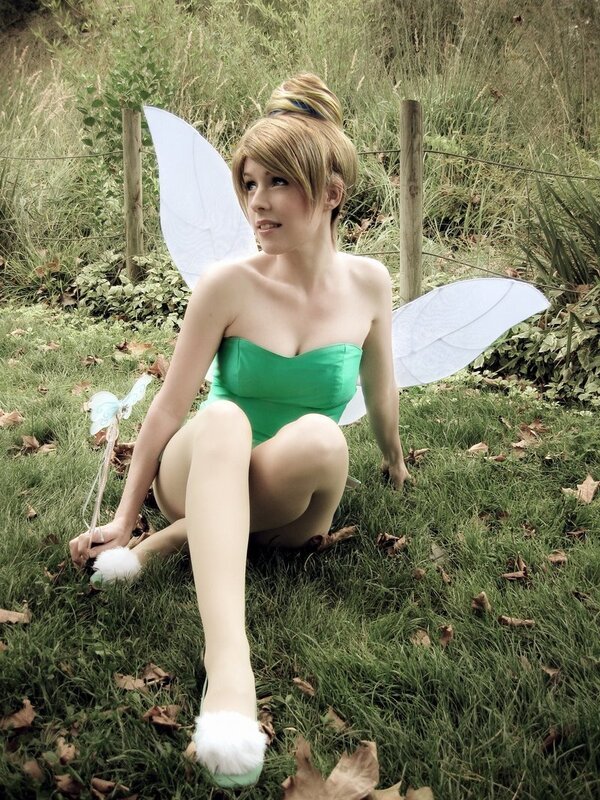woman dressed as tinker bell