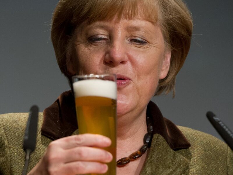 Woman Drinking Beer — Green
