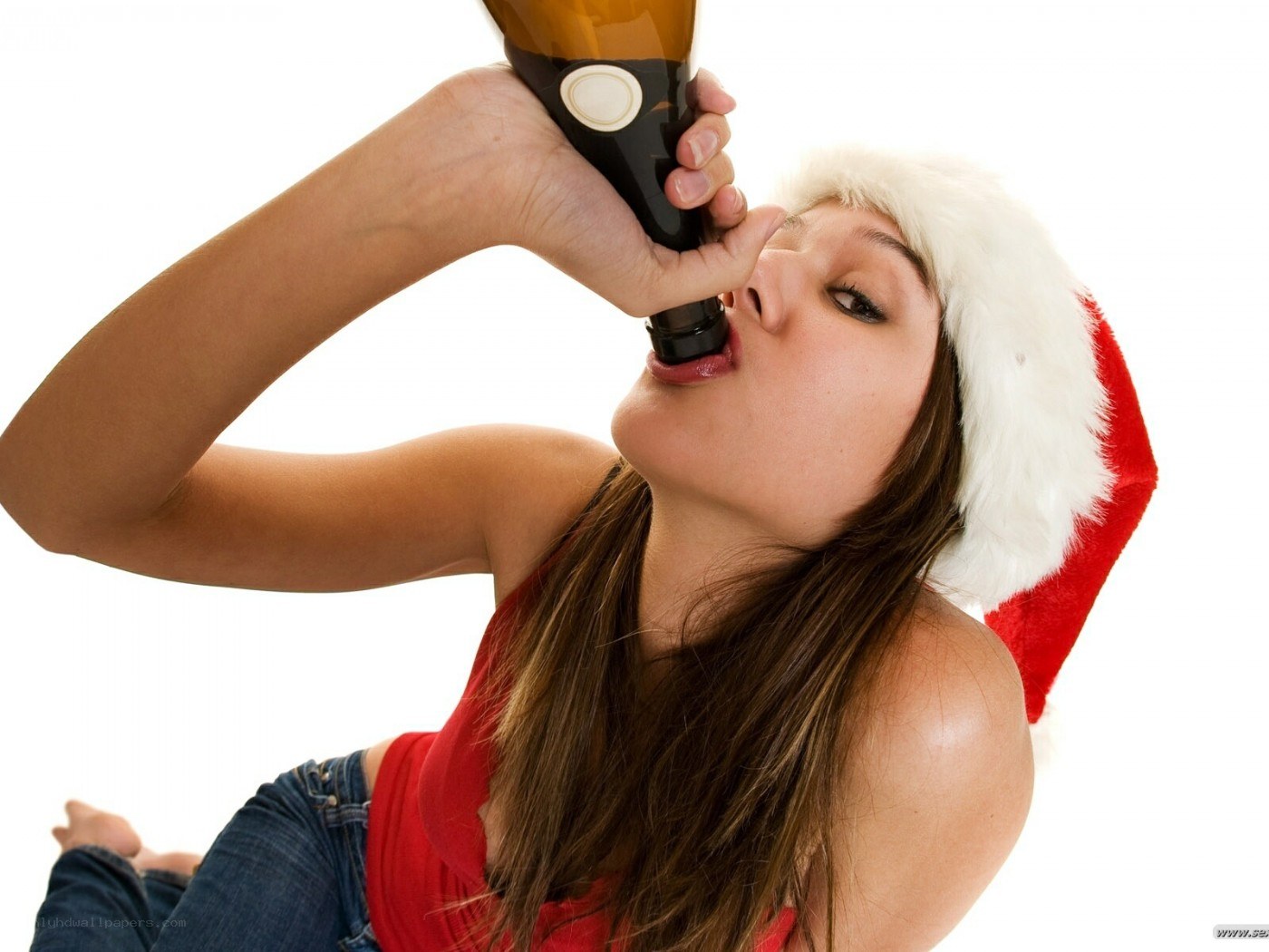woman drinking from bottle