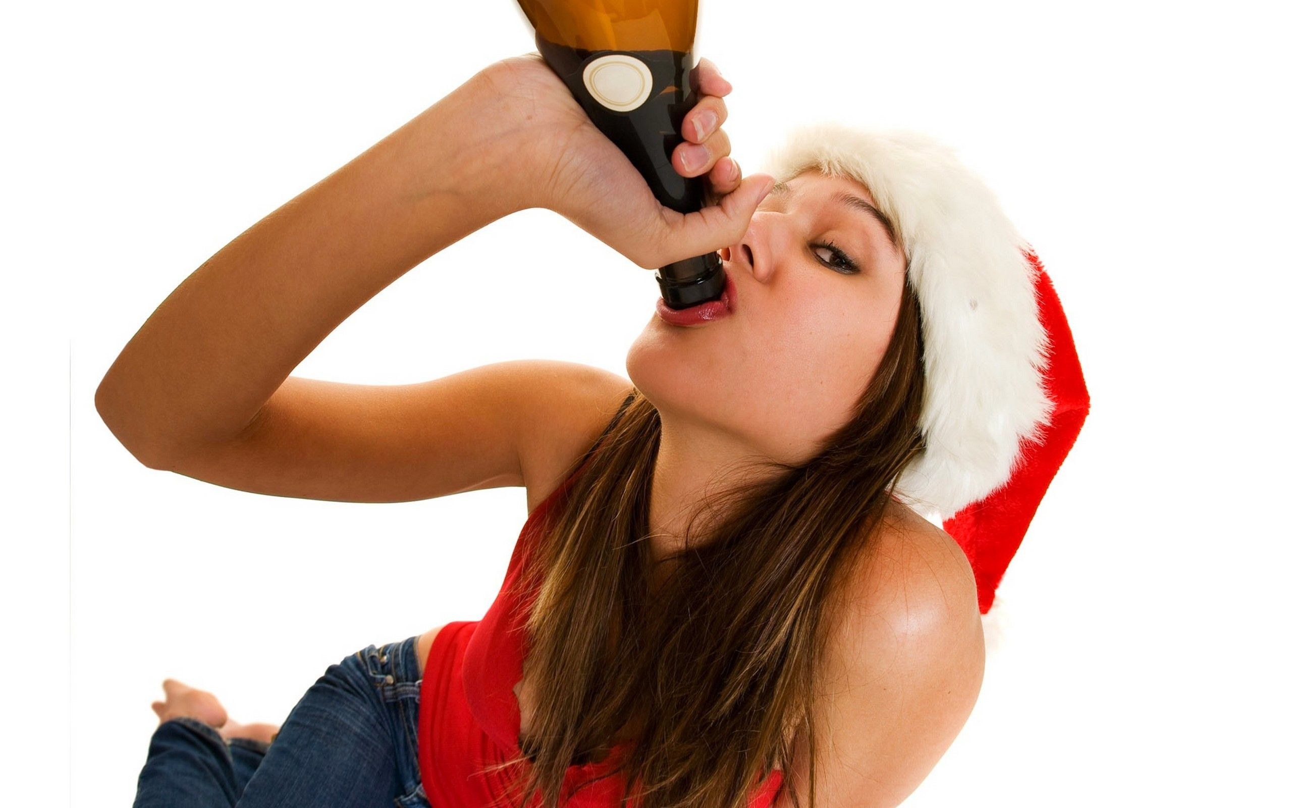 woman drinking from bottle
