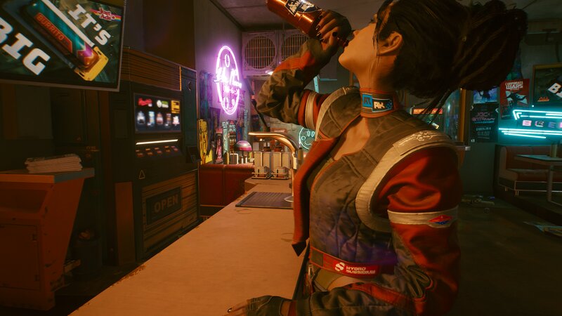 Woman Drinking from Bottle — Red