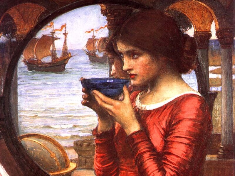 Woman Drinking from Bowl