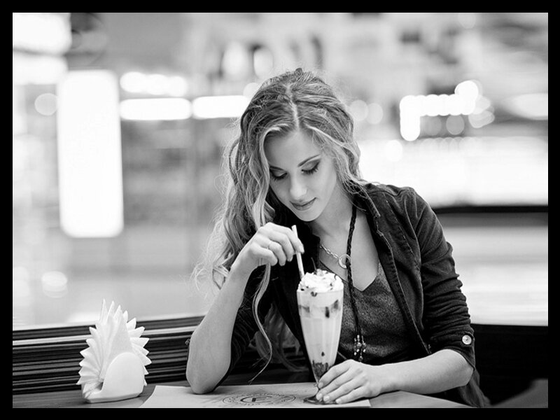 Woman Drinking Milkshake — Black