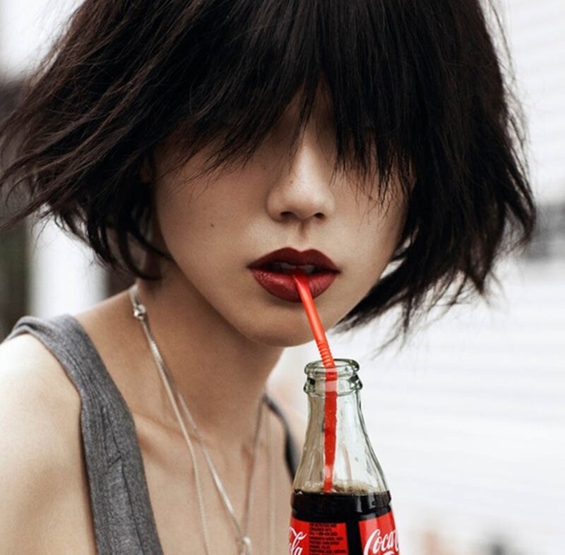 Woman Drinking Soda — Black, Neutral