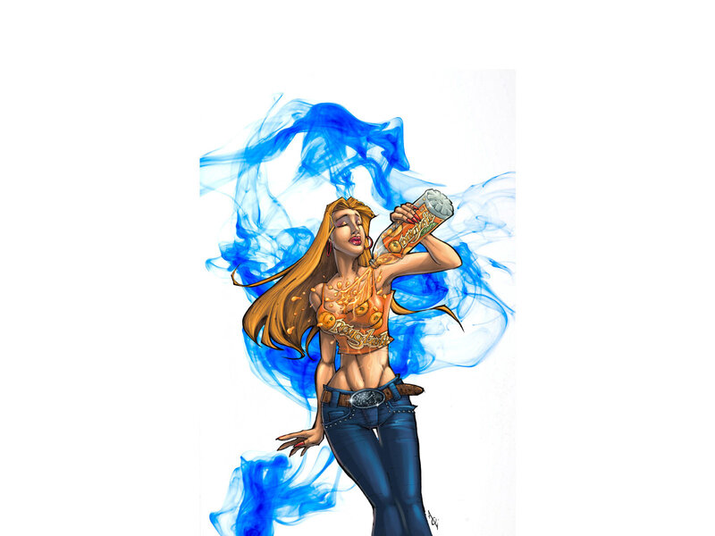 Woman Drinking Soda — Blue