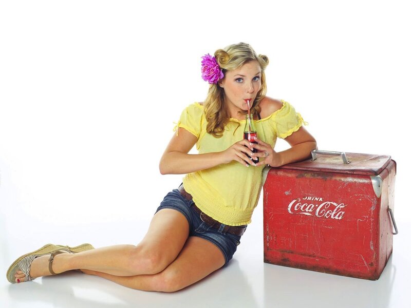 Woman Drinking Soda — Yellow