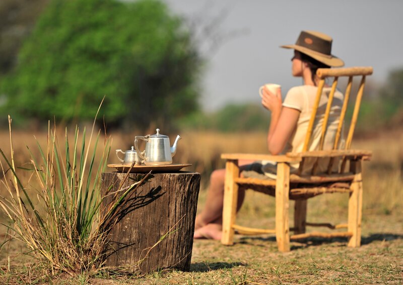 Woman Drinking Tea — Brown, Serene
