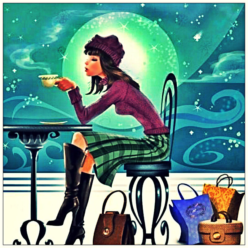 Woman Drinking Tea — Green, Serene