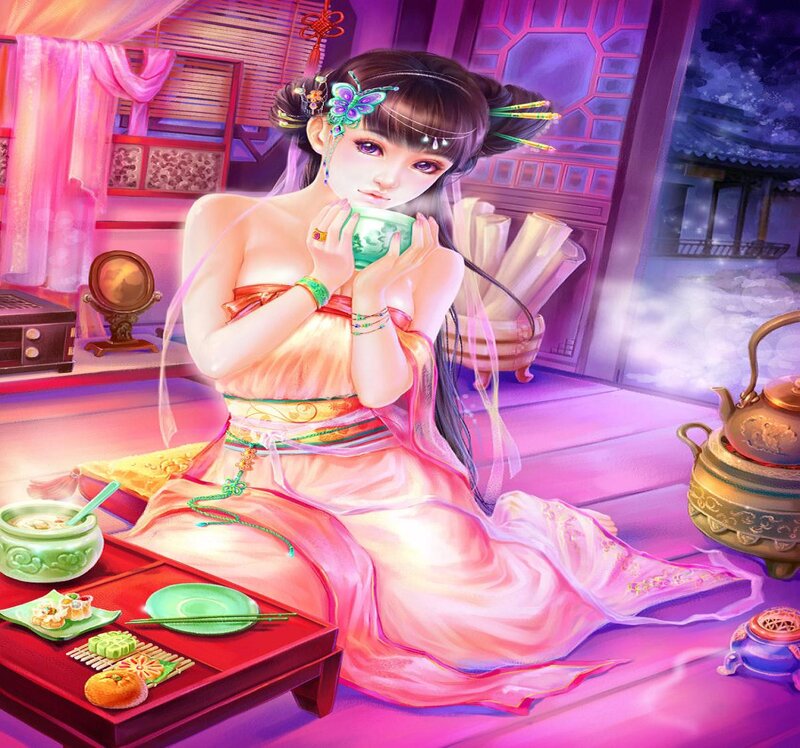 Woman Drinking Tea — Pink