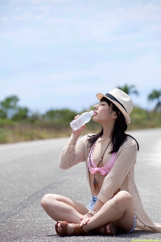 Woman Drinking Water — Pink, Relaxed