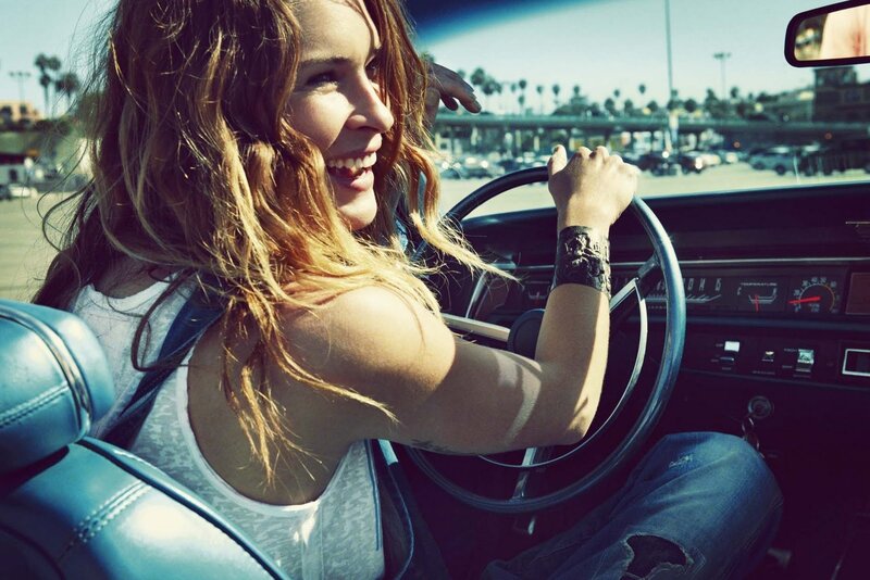 woman driving a car